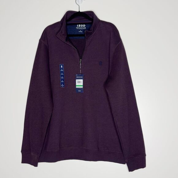 New IZOD Advantage Performance Quarter Zip Fleece Golf Sweater Men's Size Large - Picture 1 of 10